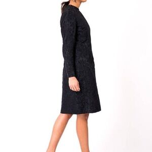 H&M size S, long sleeve black dress with jacquard print, scoop neck